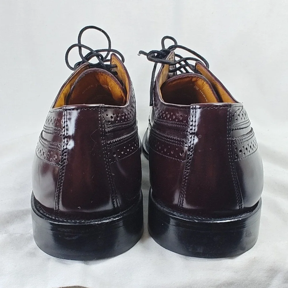 Bostonian Luxe Longwing Blucher Burgundy Leather Wingtip Oxfords Brogue Shoes 10